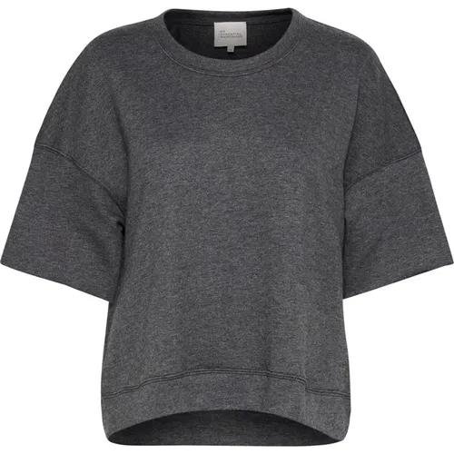 Dark Grey Sweat Blouse Top , female, Sizes: XS - My Essential Wardrobe - Modalova