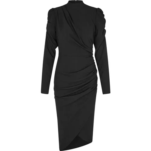 Schwarzes Figurbetontes Kleid mit Raffungsdetails , Damen, Größe: 2XL - Cras - Modalova