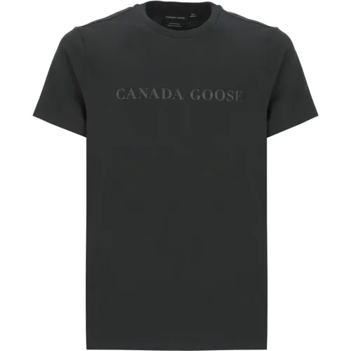 Schwarzes Baumwoll-T-Shirt mit Logo-Print - Canada Goose - Modalova