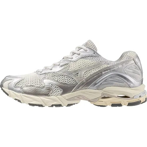 Sneakers, male, , Size: 5 1/2 US Wave Rider 10 White/Silver Shoes - Mizuno - Modalova