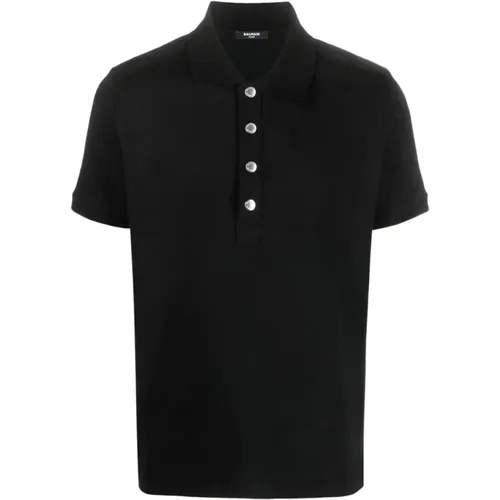 Monogramm Muster Polo Shirt , Herren, Größe: 3XL - Balmain - Modalova