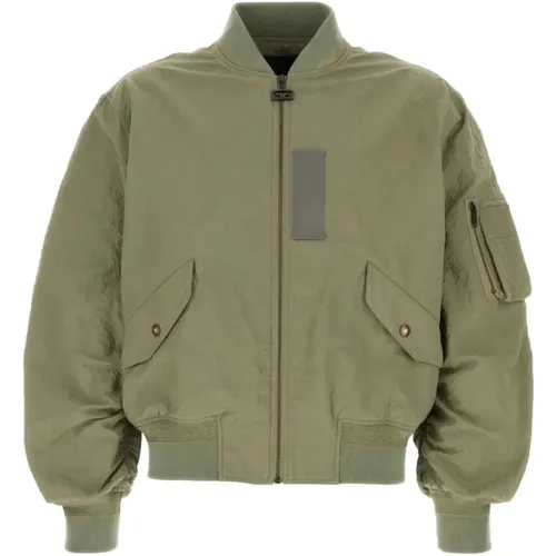 Bomber Jackets, male, , Size: M Olive Zip Coat with Pockets - Givenchy - Modalova