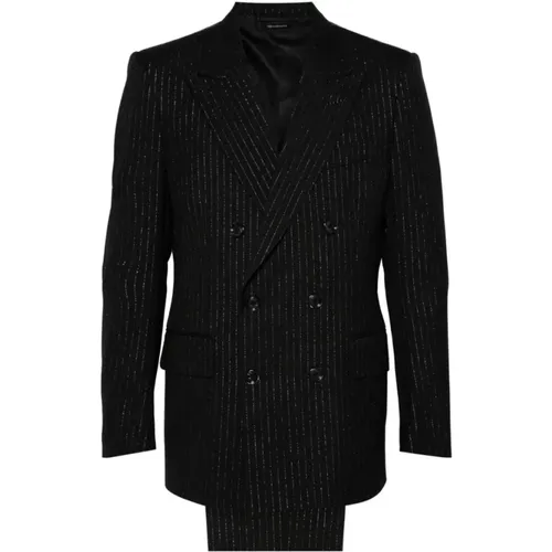 Double Breasted Suits, male, , Size: M Pinstripe Blazer and Trousers Set - Tom Ford - Modalova