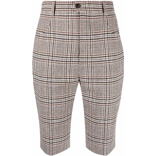 Stylish Wool Blend Checkered Shorts , female, Sizes: S - Saint Laurent - Modalova