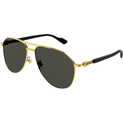 Sonnenbrille Gold Schwarz/Grau , Herren, Größe: 59 MM - Gucci - Modalova