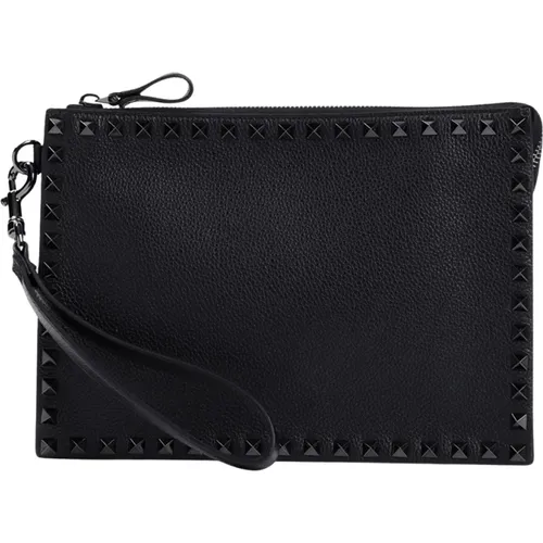 Clutches, male, , Size: ONE SIZE Flat Pouch with Handle - Valentino Garavani - Modalova