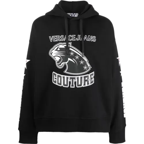 Logo-Print Cotton Hoodie , male, Sizes: L, M - Versace Jeans Couture - Modalova