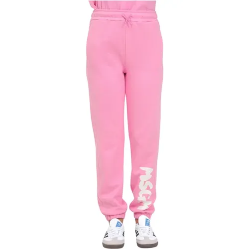 Rosa sportliche Sweatpants mit Logoaufdruck - MSGM - Modalova