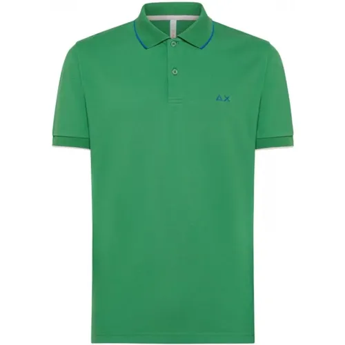 Schlanker Kragen Polo Shirt Grün , Herren, Größe: XL - Sun68 - Modalova