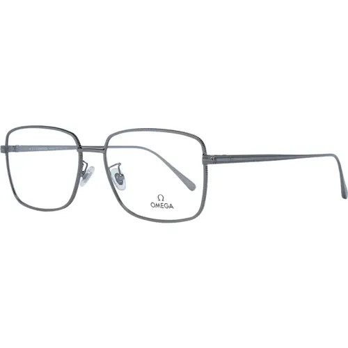 Glasses, male, , Size: ONE SIZE Gunmetal Rectangle Optical Frames for Men - Omega - Modalova