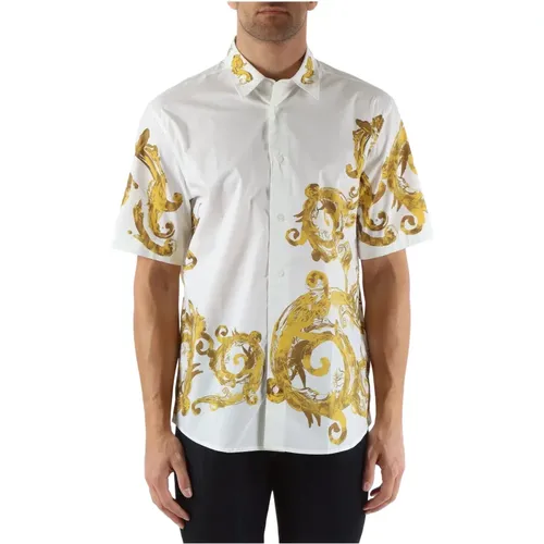 Regular Fit Cotton Shirt with Decorative Motif , male, Sizes: S, L - Versace Jeans Couture - Modalova