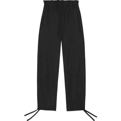 Schwarze lässige Hose mit elastischem Bund , Damen, Größe: XS - Ganni - Modalova