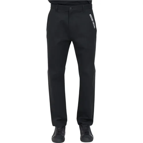 Elegante Schwarze Logo-bestickte Hose , Herren, Größe: L - Moschino - Modalova