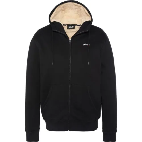 Schwarzer Hoodie mit gesticktem Logo - Schott NYC - Modalova