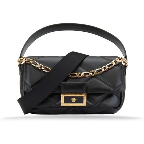 Handbags, female, , Size: ONE SIZE Quilted Leather Shoulder Bag - Versace - Modalova