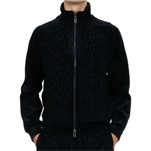 Patterned Full Zip Sweater , male, Sizes: M, XL, S, L - Emporio Armani - Modalova