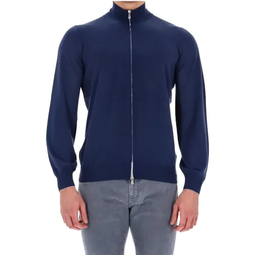 Zip-throughs, male, , Size: M Luxury Wool-Cashmere Full Zip Sweater - BRUNELLO CUCINELLI - Modalova