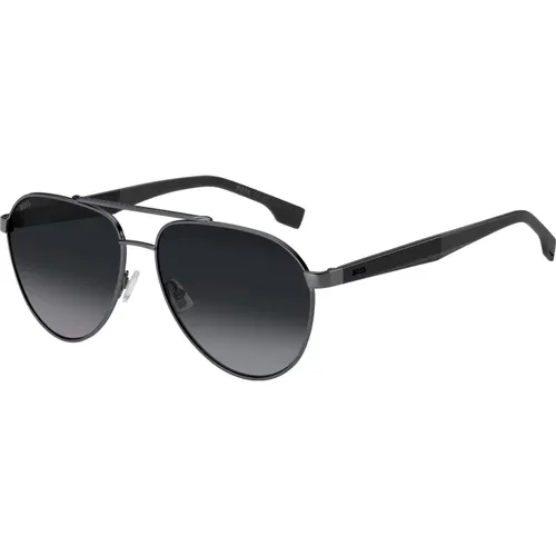 Sunglasses, male, , Size: 60 MM 1485/S Sunglasses, Dark Ruthenium Grey/Grey Shaded - Hugo Boss - Modalova