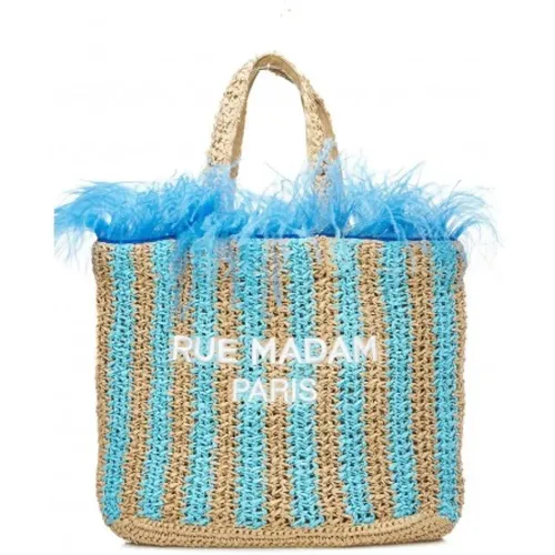 Gewebte Stroh Shopper Tasche Blau - Rue Madam - Modalova