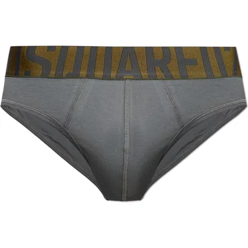 Bottoms, male, , Size: XL Cotton briefs with logo - Dsquared2 - Modalova