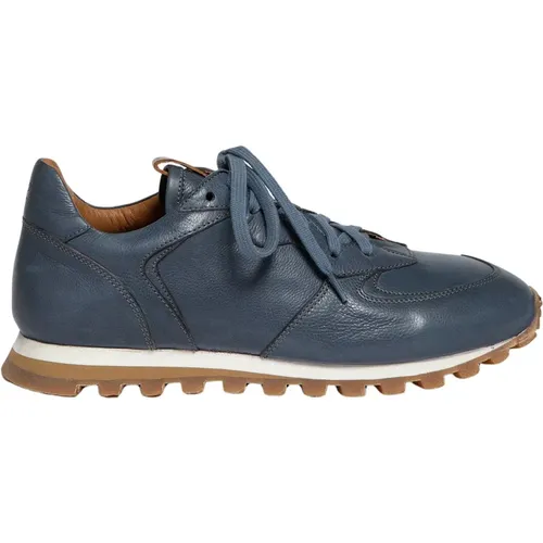 Blau Denim Leder Runner Schuhe - Elia Maurizi - Modalova