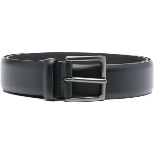 Belts, male, , Size: 90 CM Leather Belt with Silver Buckle - Orciani - Modalova