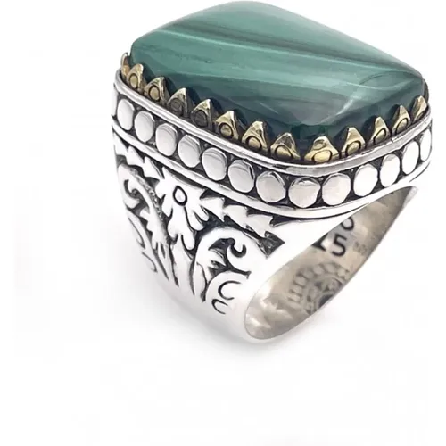 Rings, unisex, , Size: 58 MM 925 Sterling Silver Malachite Ring - Jalan Jalan - Modalova