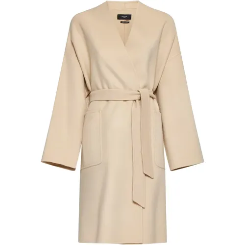 Eris Sand Wool Coat with Belt , female, Sizes: 2XS, 3XS - Max Mara Weekend - Modalova