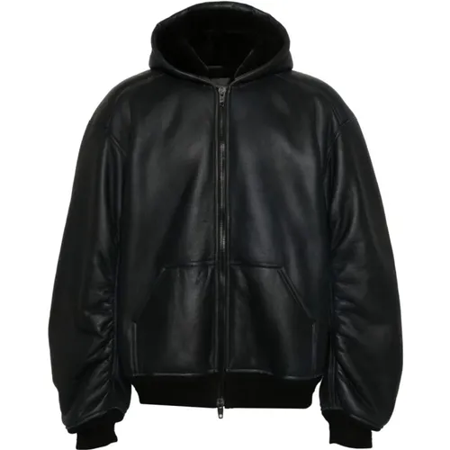 Classic Hooded Leather Jacket , male, Sizes: L - Balenciaga - Modalova