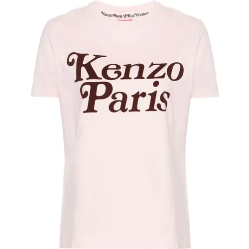 Rosa T-Shirts und Polos mit ' Paris' Print , Damen, Größe: L - Kenzo - Modalova