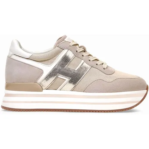 Midi H222 Sneakers aus Wildleder mit Glitzer-Finish , Damen, Größe: 37 1/2 EU - Hogan - Modalova