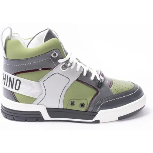 Military Green High Top Sneakers , male, Sizes: 12 UK, 6 UK, 7 UK, 10 UK, 9 UK - Moschino - Modalova
