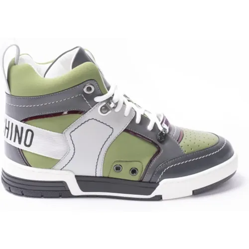 Military Green High Top Sneakers , male, Sizes: 6 UK - Moschino - Modalova