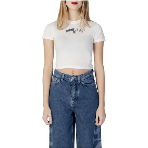 Weißes T-Shirt mit langen Ärmeln und Print - Tommy Jeans - Modalova