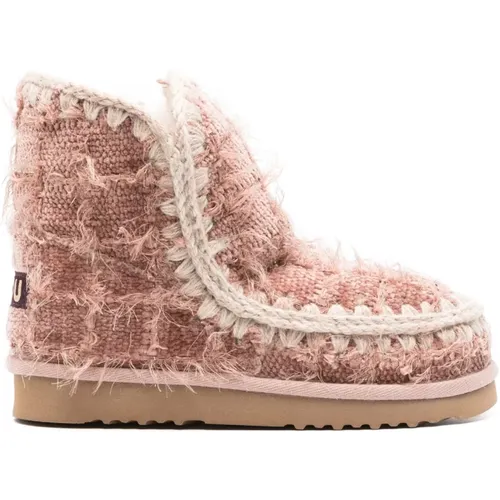 Rosa Eskimo Stiefel mit Chenille-Textur , Damen, Größe: 36 EU - Mou - Modalova