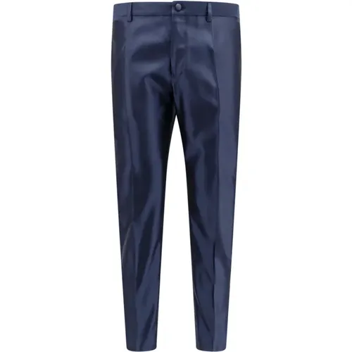 Silk Trouser with Button and Zip Closure , male, Sizes: M - Dolce & Gabbana - Modalova