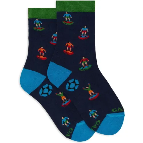 Kurze blaue Baumwollsocken für Kinder mit Fußballmotiv - Gallo - Modalova