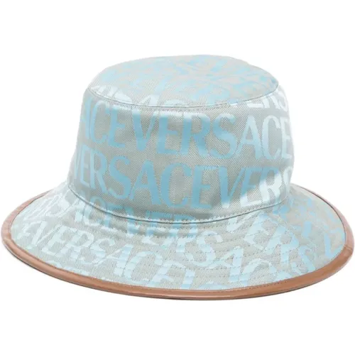 Allover Logo Print Bucket Hat - Versace - Modalova