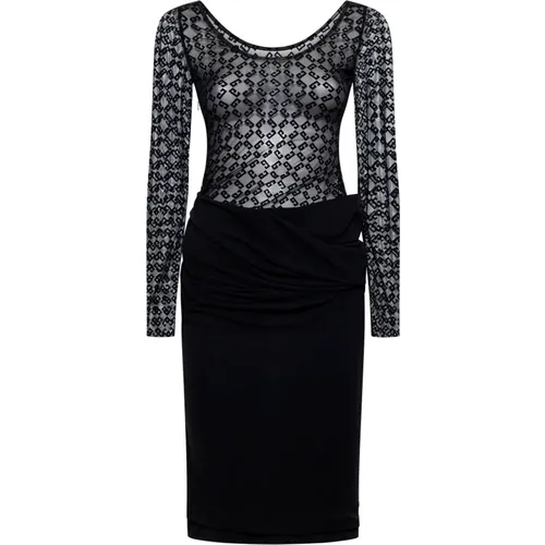 Schwarzes Langarm Drapieren Kleid - Givenchy - Modalova