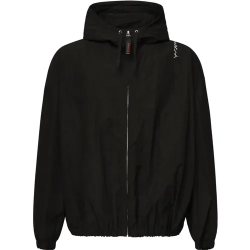 Zip-throughs, male, , Size: L Drawstring Hooded Jacket with Wrinkled Effect - Marni - Modalova