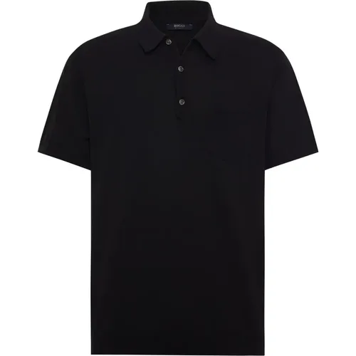 Baumwoll-Crêpe-Strickpolo-Shirt,Baumwoll-Crêpe-Strick-Poloshirt - Boggi Milano - Modalova