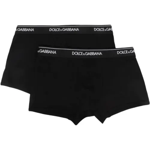 Bottoms, male, , Size: 2XL Logo-Waist Cotton Boxer Briefs (Set of Two) - Dolce & Gabbana - Modalova