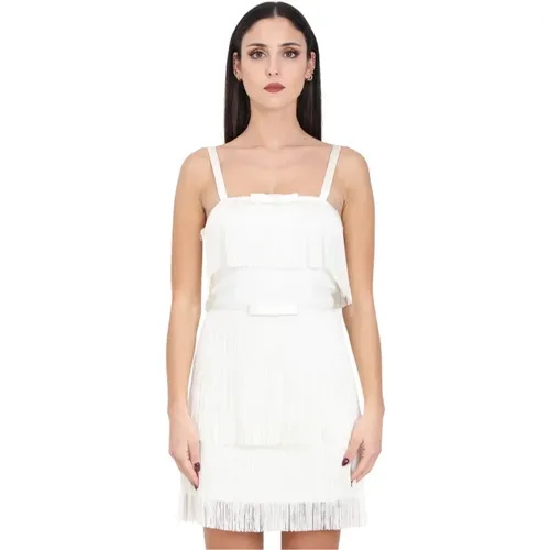 Weiße Fransige Crepe Minikleid,Party Dresses - Elisabetta Franchi - Modalova