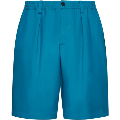 Turquoise -Green Pleated Shorts , male, Sizes: XS - Marni - Modalova