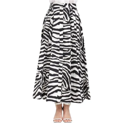 Pleated Cotton Midi Skirt Animal Print , female, Sizes: XS - Max Mara - Modalova