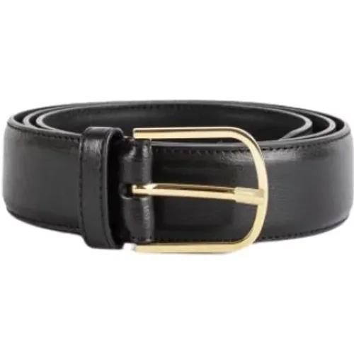 Belts, unisex, , Size: 80 CM Classic Leather Belt with Gold Buckle - TotêMe - Modalova