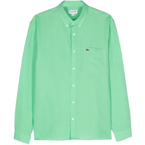 Linen Button-Down Shirt , male, Sizes: 3XL, 2XL - Lacoste - Modalova