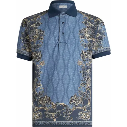 Polo Shirts, male, , Size: S Clear Blue Paisley Floral T-Shirt - ETRO - Modalova