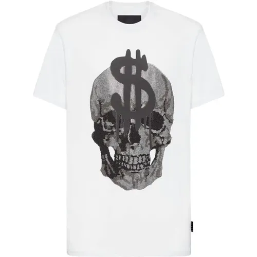 Skull Print Baumwoll Jersey T-shirt - Philipp Plein - Modalova