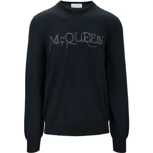 Sweatshirts, male, , Size: M Men's Wool Sweater with Metal Chain - alexander mcqueen - Modalova